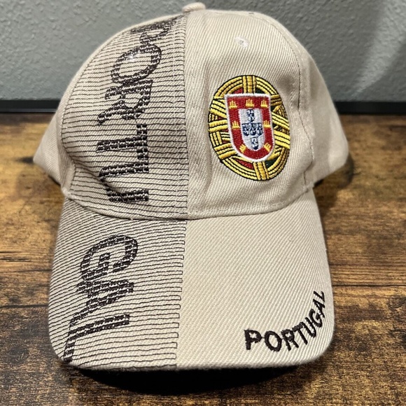 Vintage Portugal Men's Adjustable Hat Emblem Beige Yellow Strap Cap - Picture 2 of 7